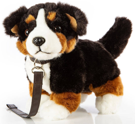 Peluche Bouvier bernois, debout (avec laisse)
