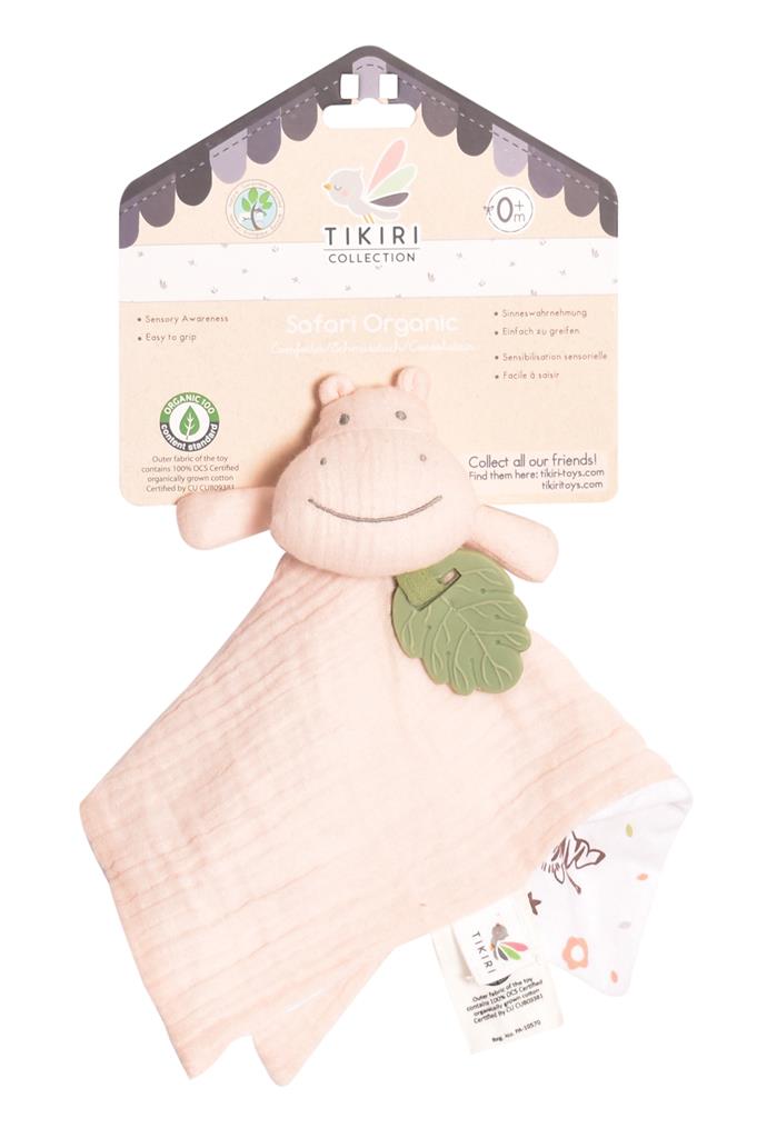 doudou hippopotame avec support de dentition tikiri 