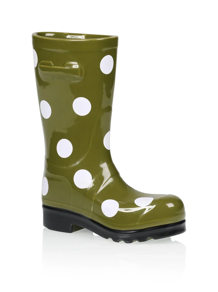 vase bottes wellington vert a pois bitten