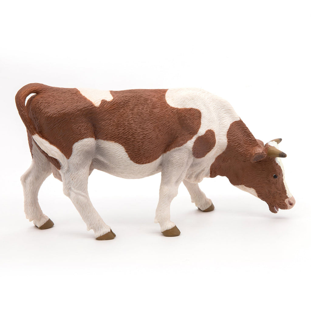 Figurine Vache simmental broutant Papo - animal de la ferme