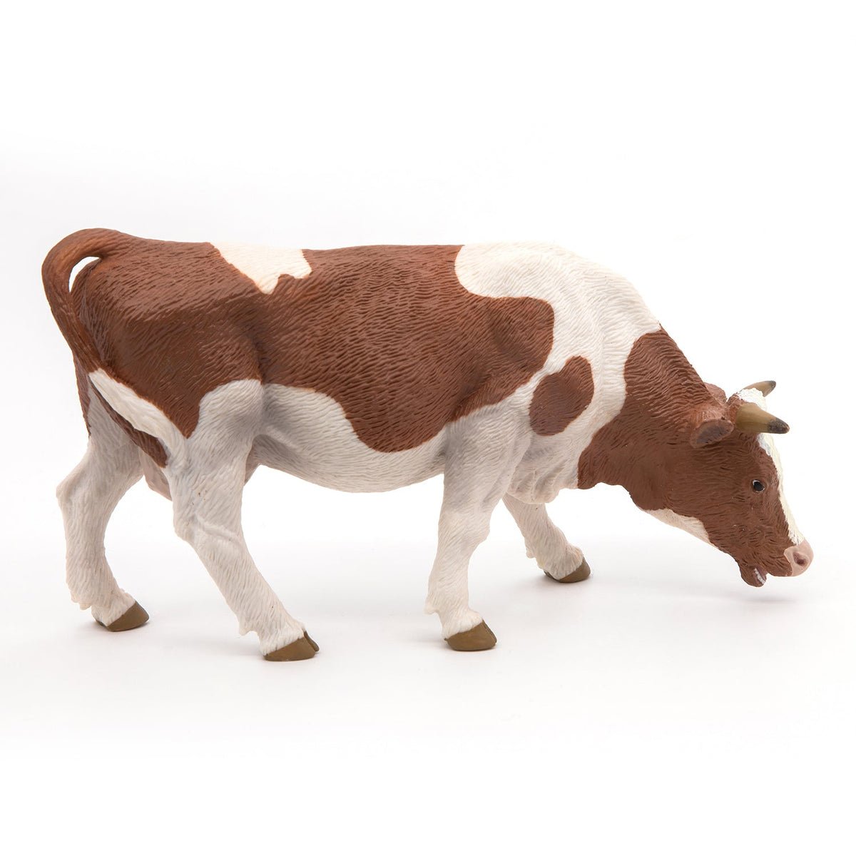 Figurine Vache simmental broutant Papo - animal de la ferme