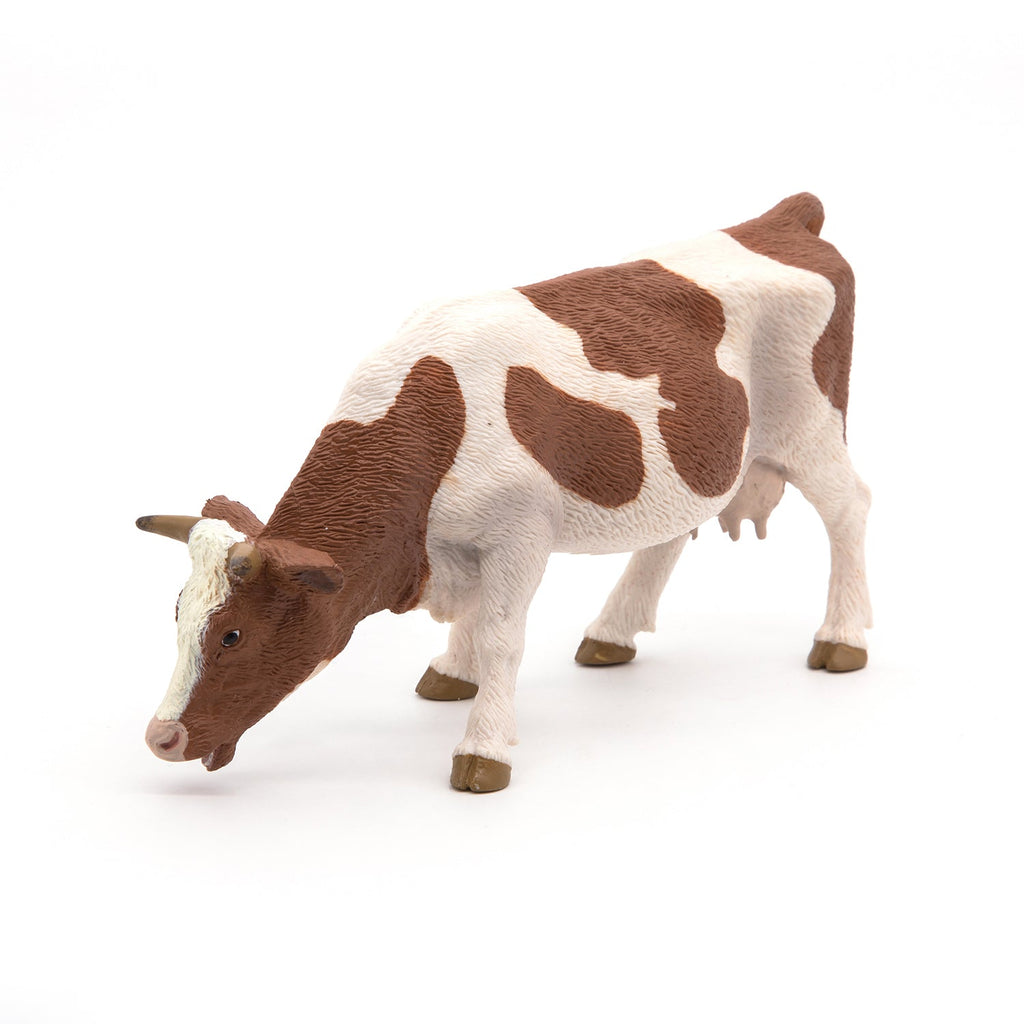 Figurine Vache simmental broutant Papo - animal de la ferme