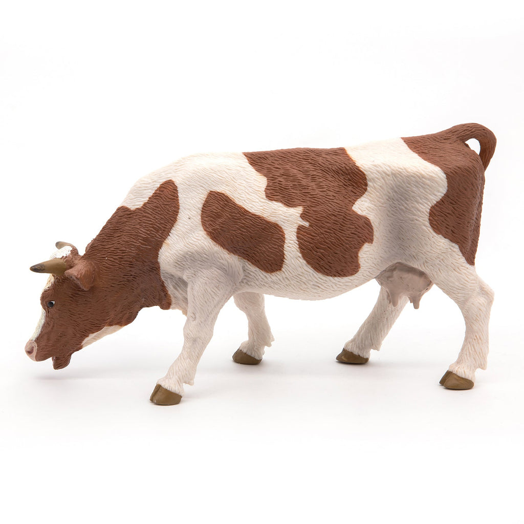 Figurine Vache simmental broutant Papo - animal de la ferme