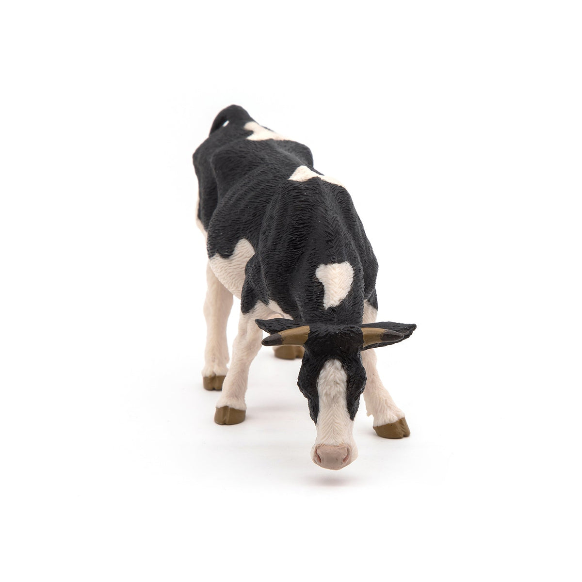 Figurine Vache noire et blanche broutant Papo - animal de la ferme