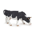 Figurine Vache noire et blanche broutant Papo - animal de la ferme