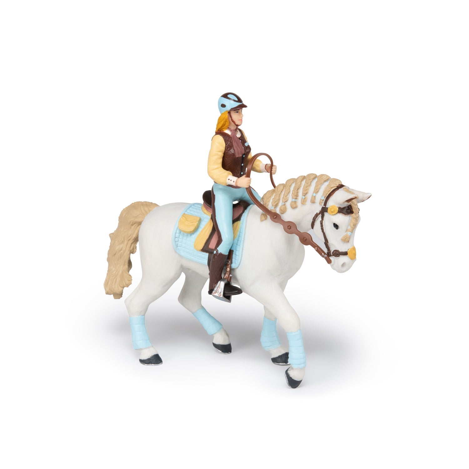 Figurine Cheval de la cavalière fashion bleue Papo - cheval
