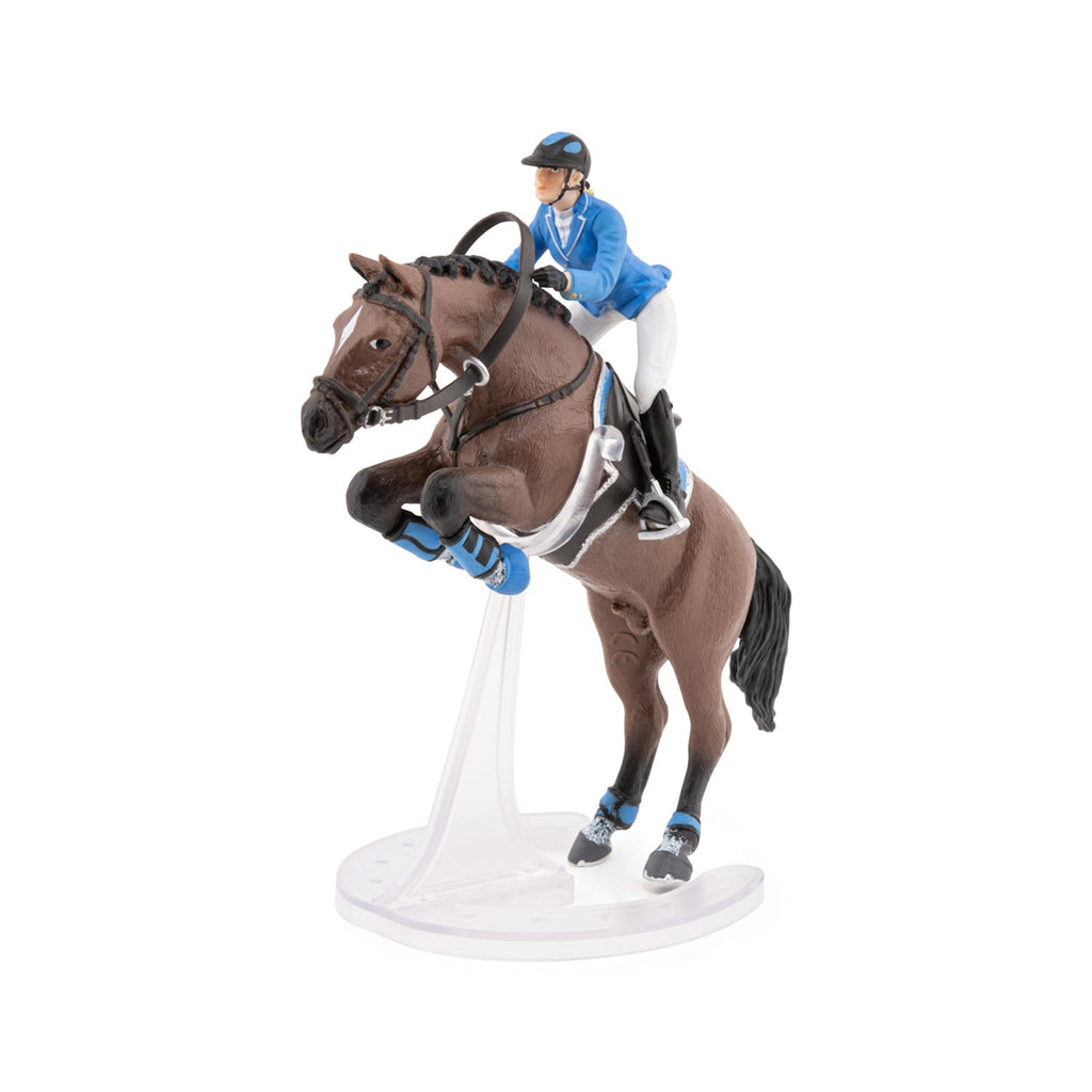 Figurine Cheval de saut d'obstacle et sa cavalière Papo - cheval