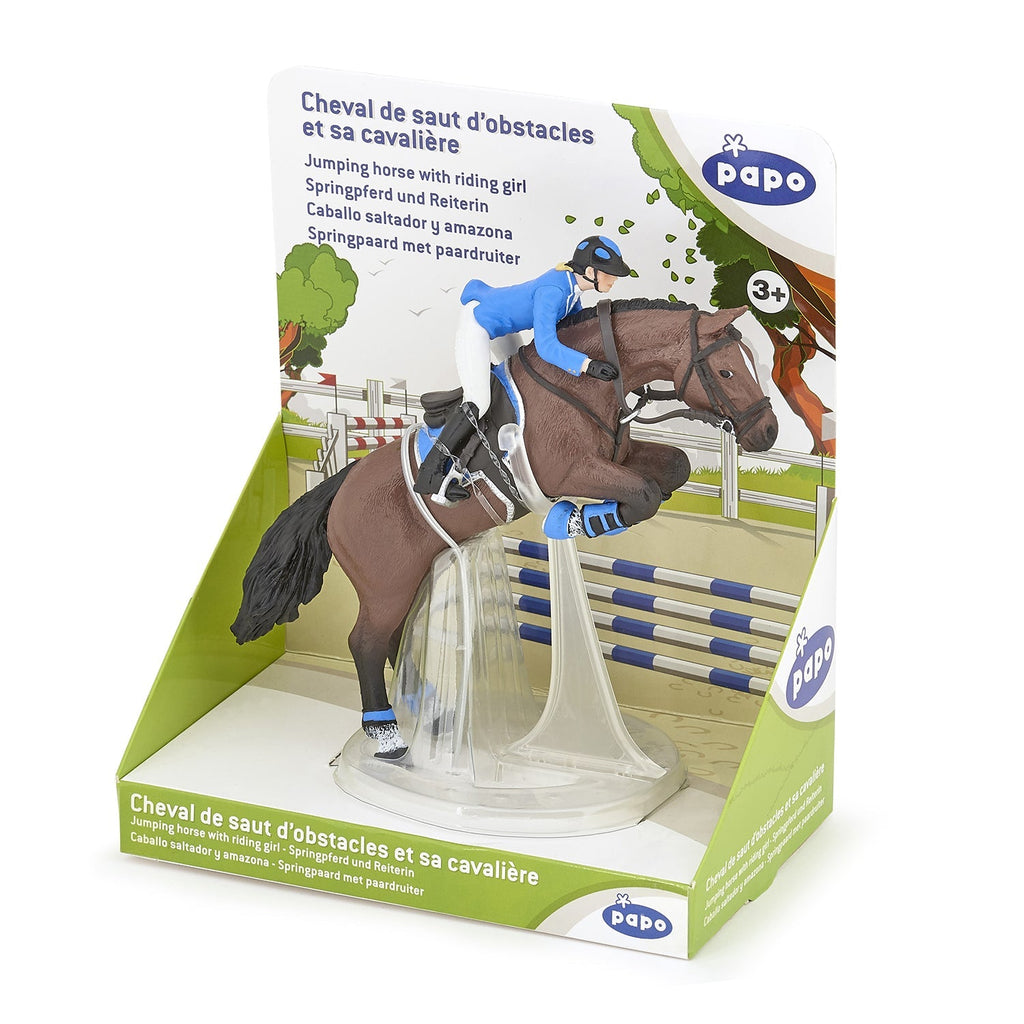 Figurine Cheval de saut d'obstacle et sa cavalière Papo - cheval
