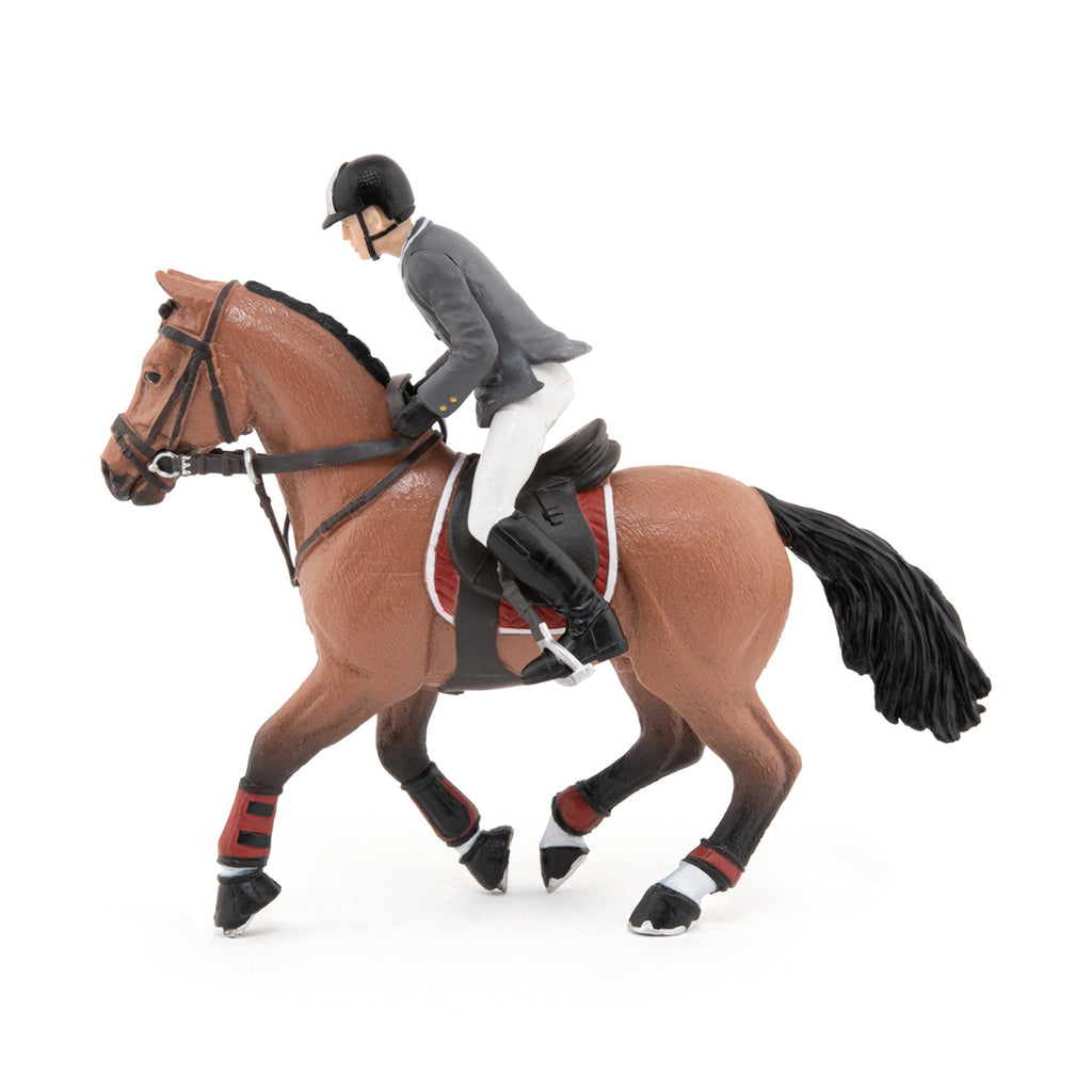 Figurine Cheval de concours et son cavalier Papo - cheval