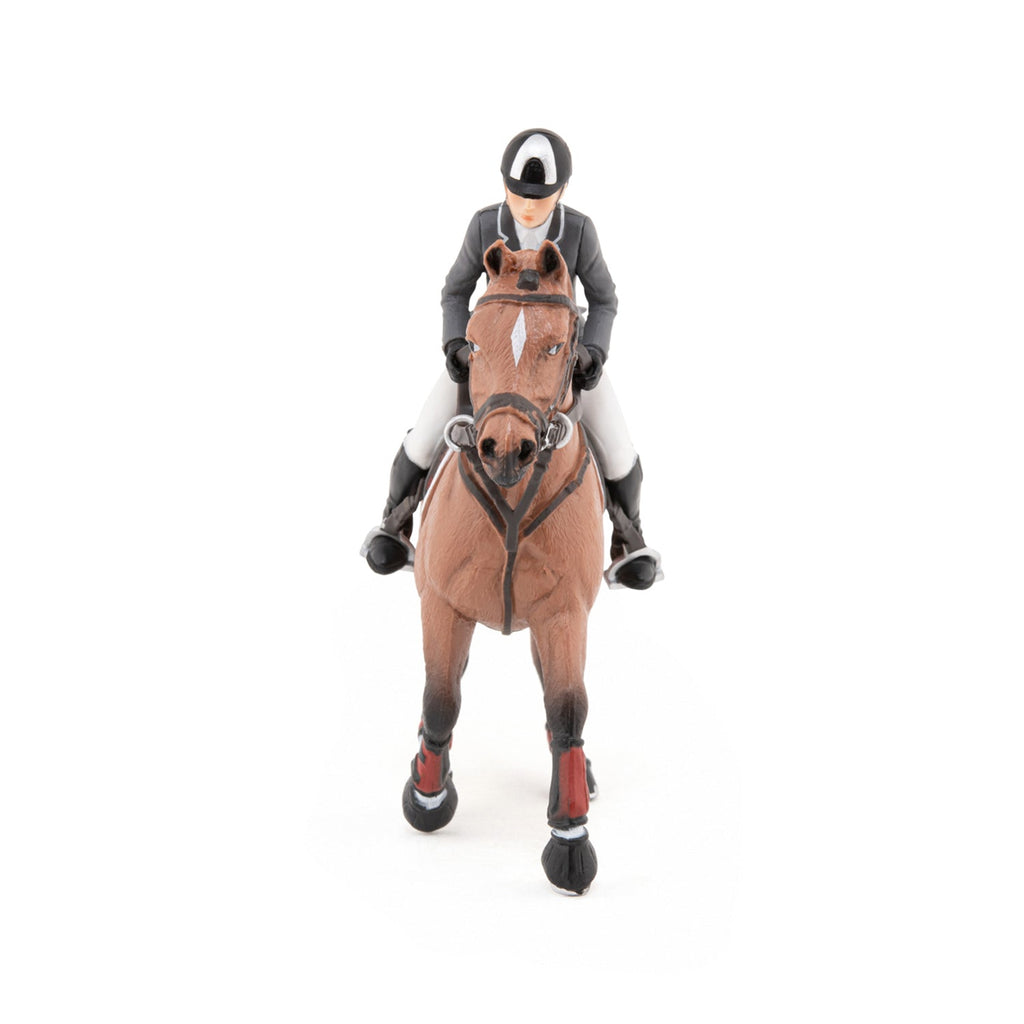 Figurine Cheval de concours et son cavalier Papo - cheval