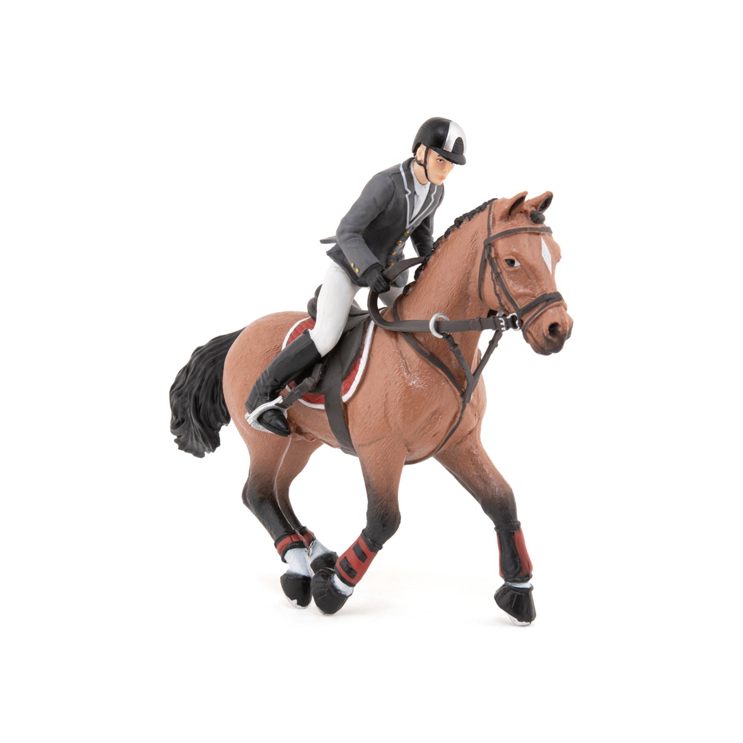 Figurine Cheval de concours et son cavalier Papo - cheval