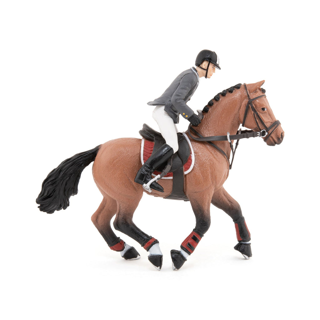 Figurine Cheval de concours et son cavalier Papo - cheval