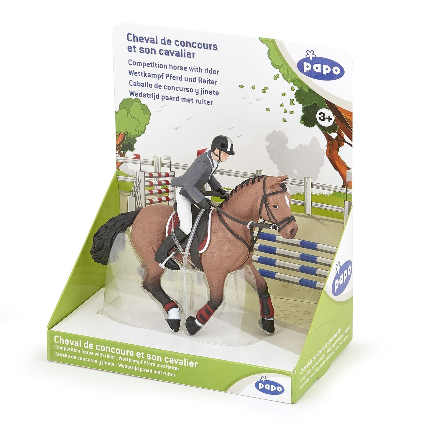 Figurine Cheval de concours et son cavalier Papo - cheval