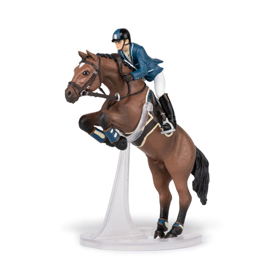 Figurine Cheval de saut d'obstacle et son cavalier Papo - cheval