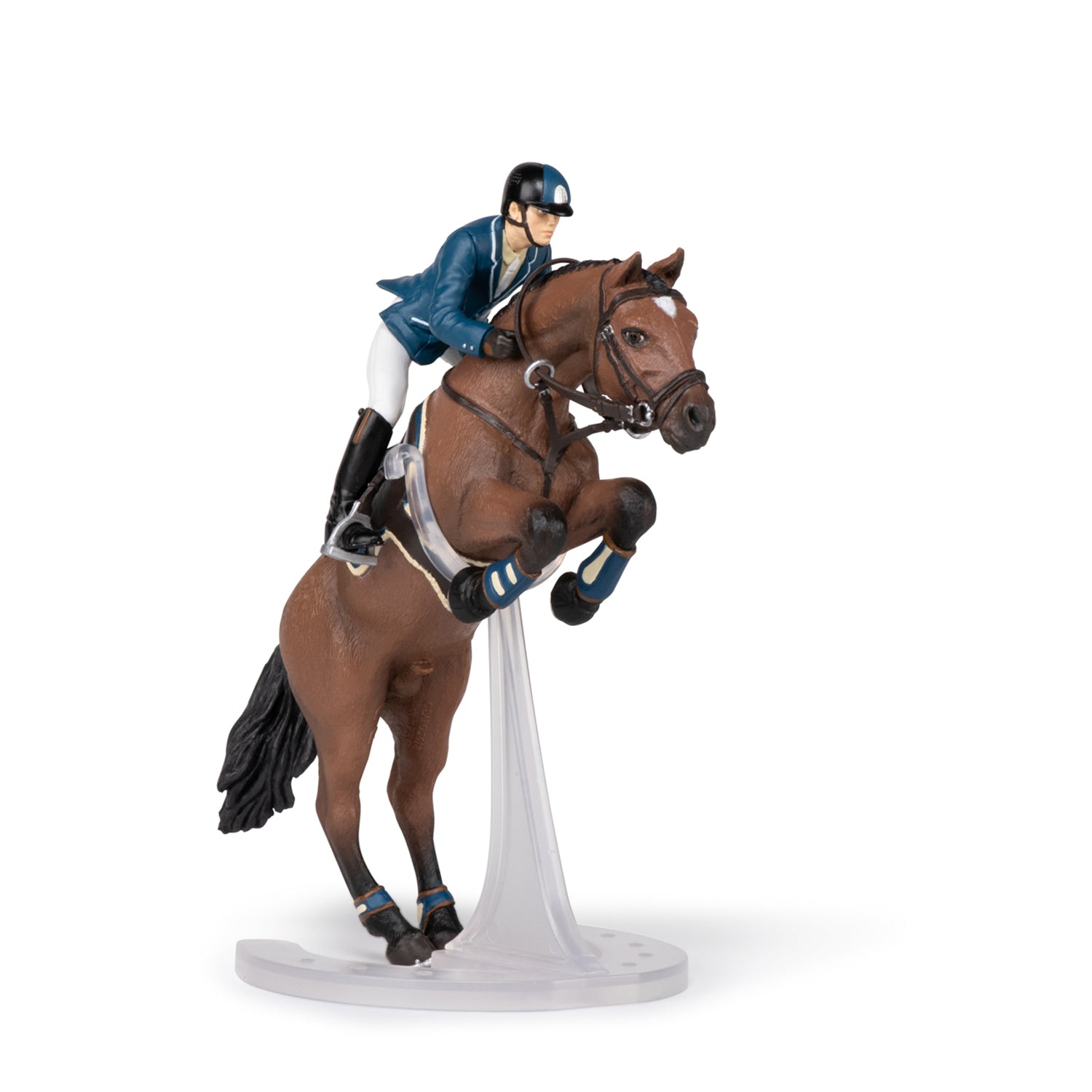 Figurine Cheval de saut d'obstacle et son cavalier Papo - cheval