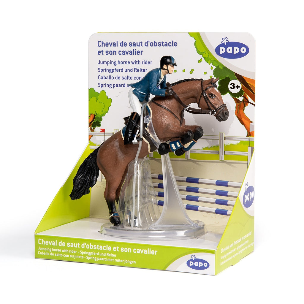 Figurine Cheval de saut d'obstacle et son cavalier Papo - cheval