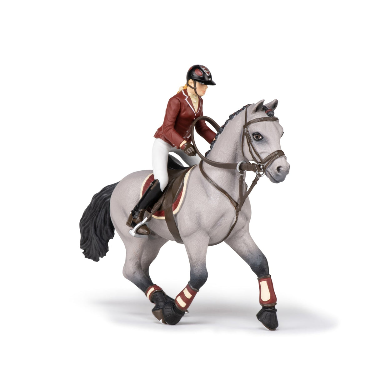 Figurine Cheval de concours et sa cavalière Papo - cheval