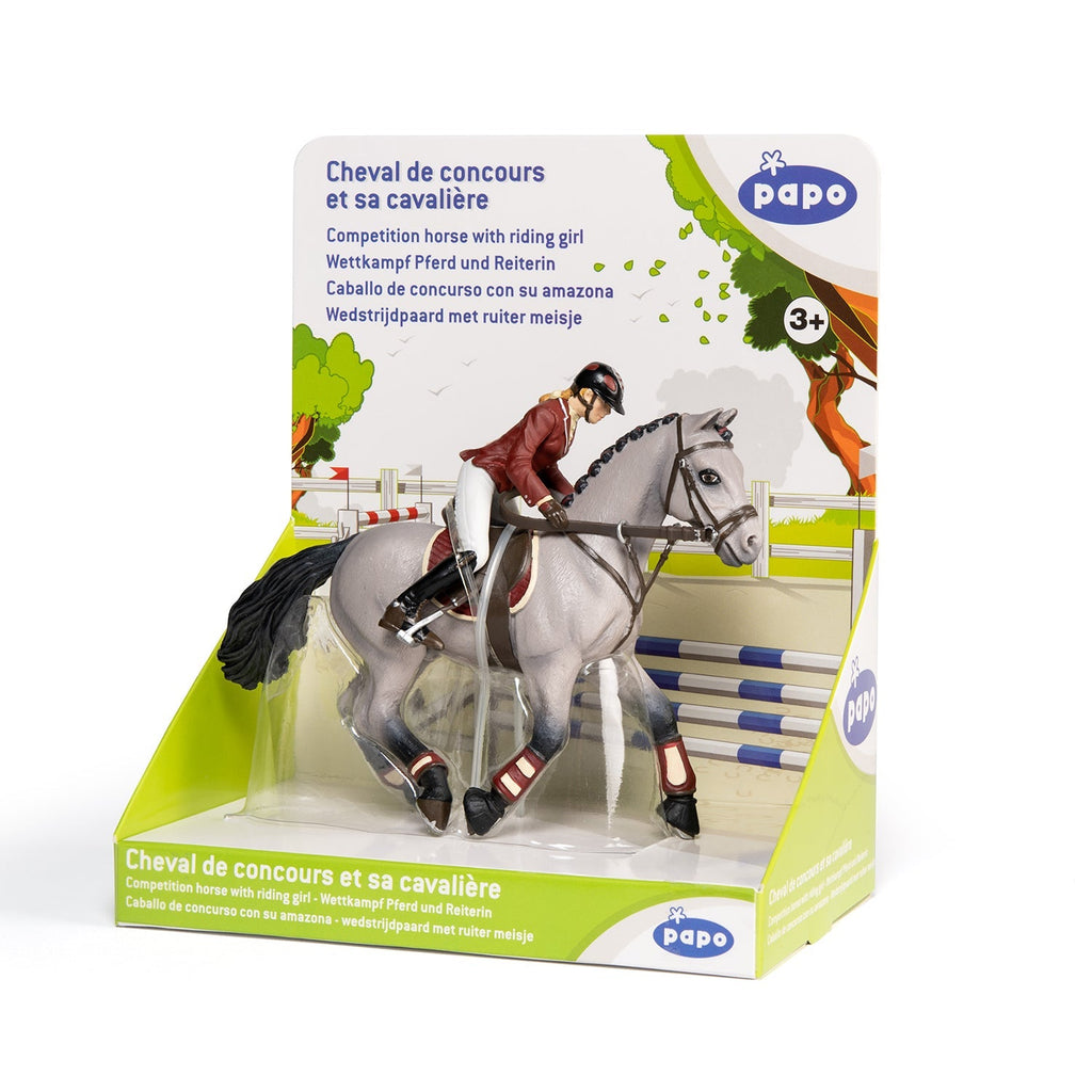 Figurine Cheval de concours et sa cavalière Papo - cheval