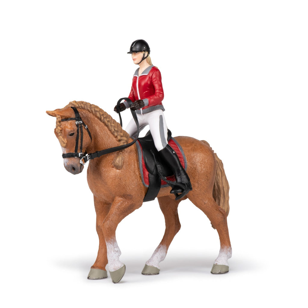 Figurine Cheval de promenade et sa cavalière Papo - cheval