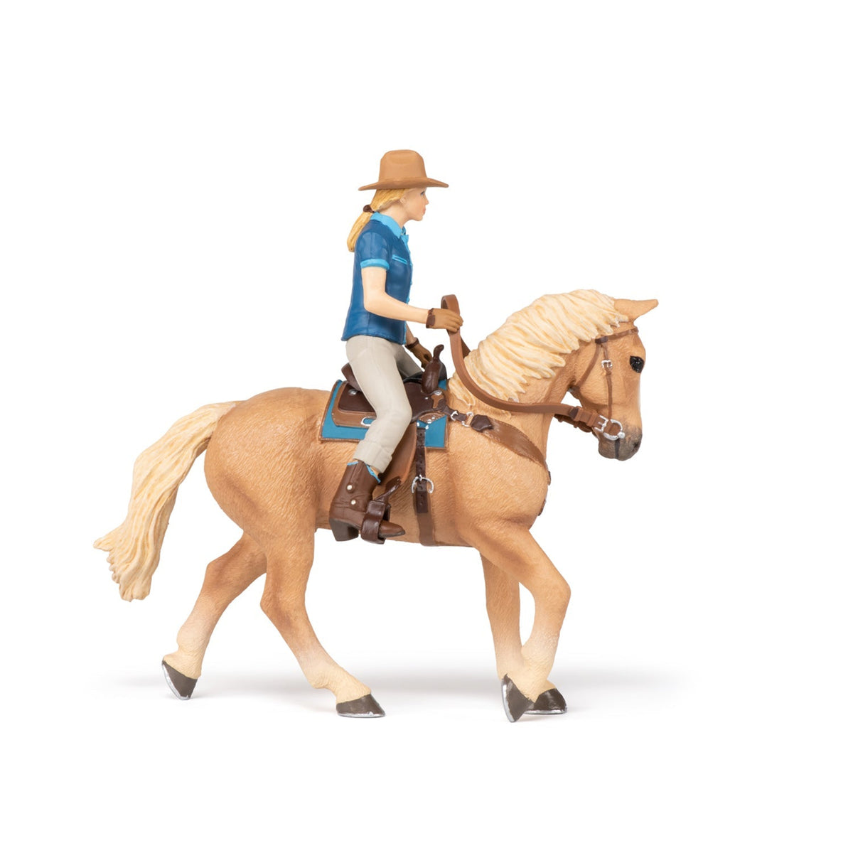 Figurine Cheval western et sa cavalière Papo - cheval