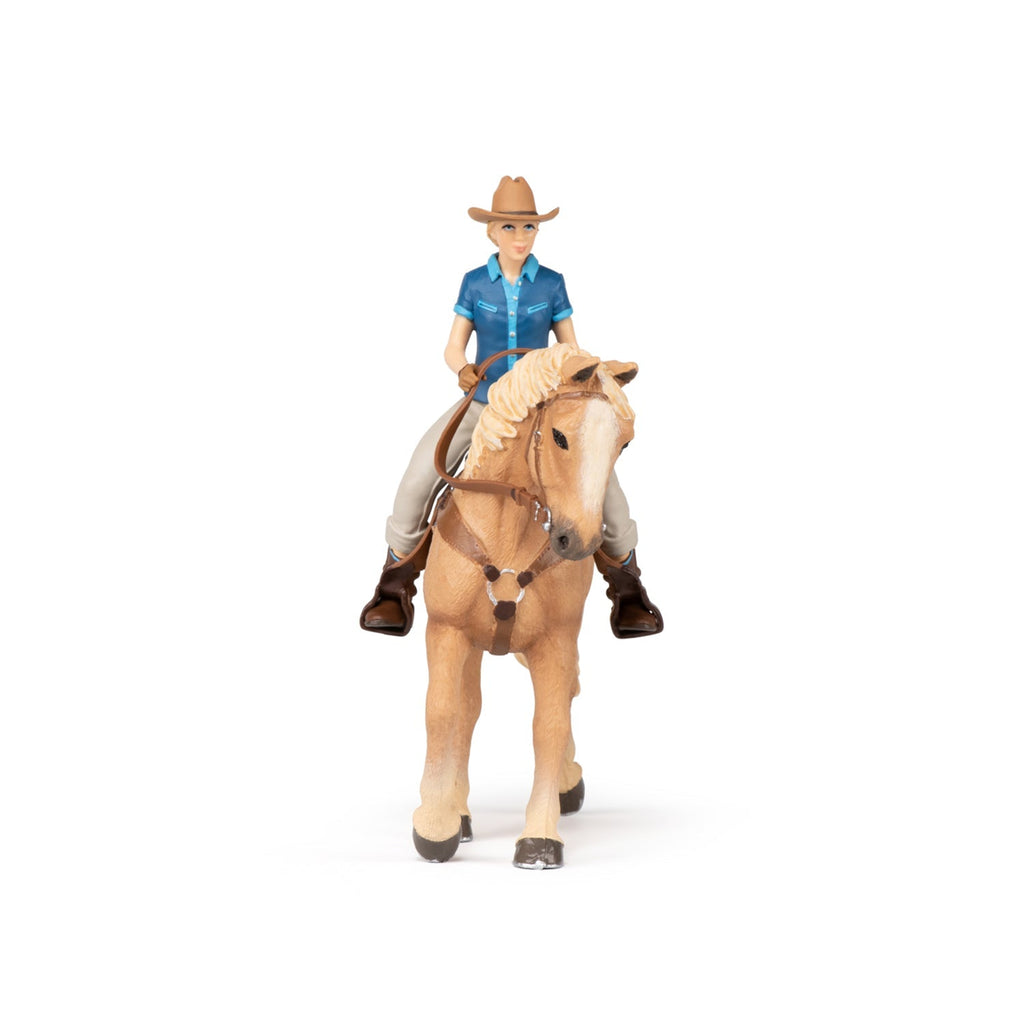 Figurine Cheval western et sa cavalière Papo - cheval