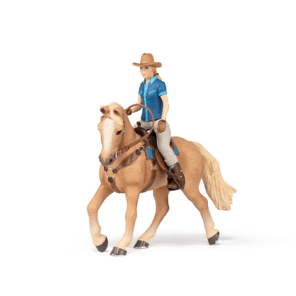 Figurine Cheval western et sa cavalière Papo - cheval
