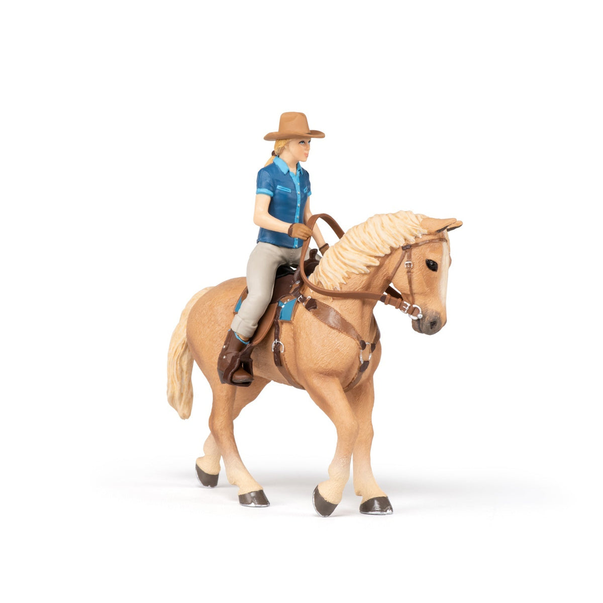 Figurine Cheval western et sa cavalière Papo - cheval