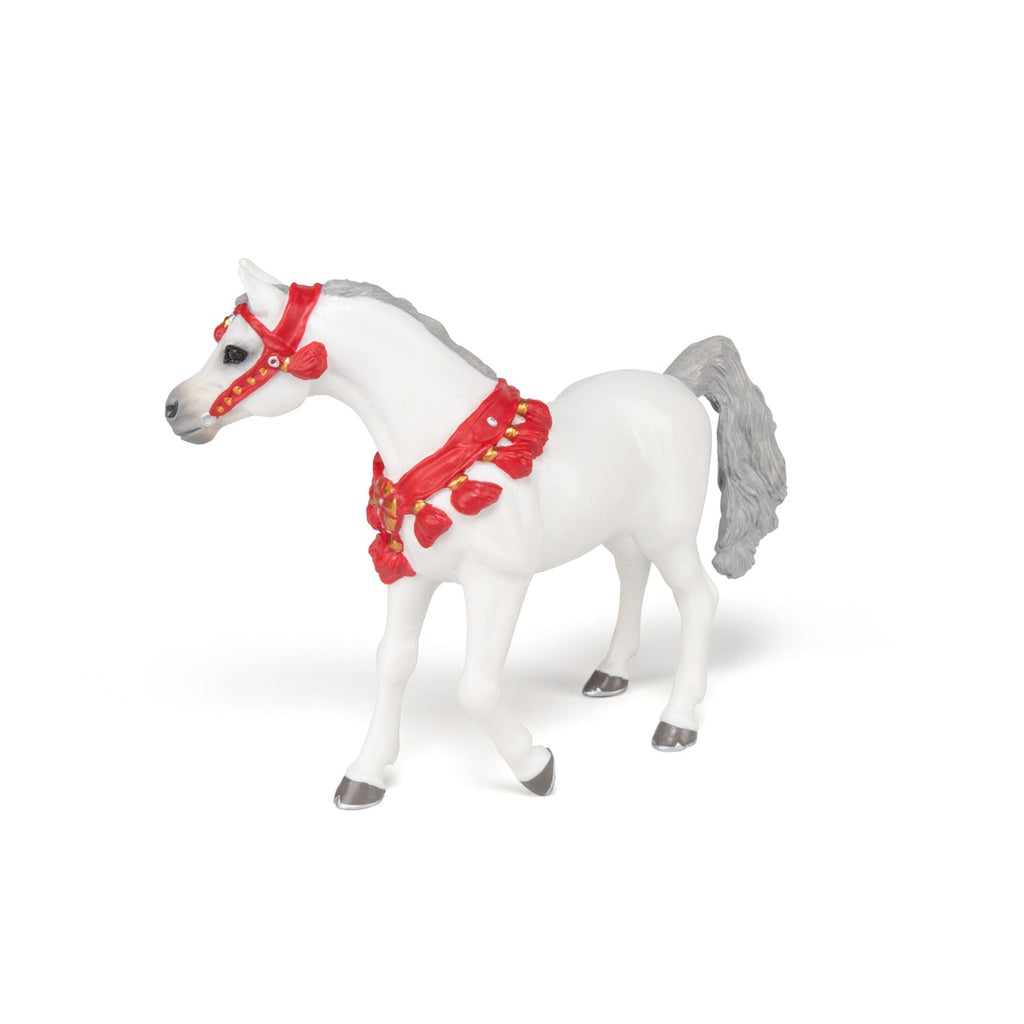 Figurine Cheval Arabe blanc en tenue de parade Papo - cheval