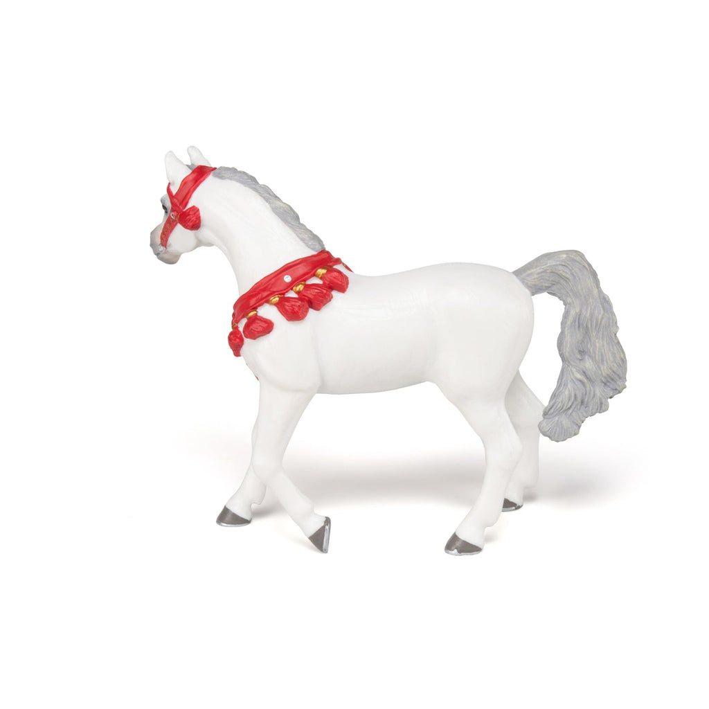 Figurine Cheval Arabe blanc en tenue de parade Papo - cheval