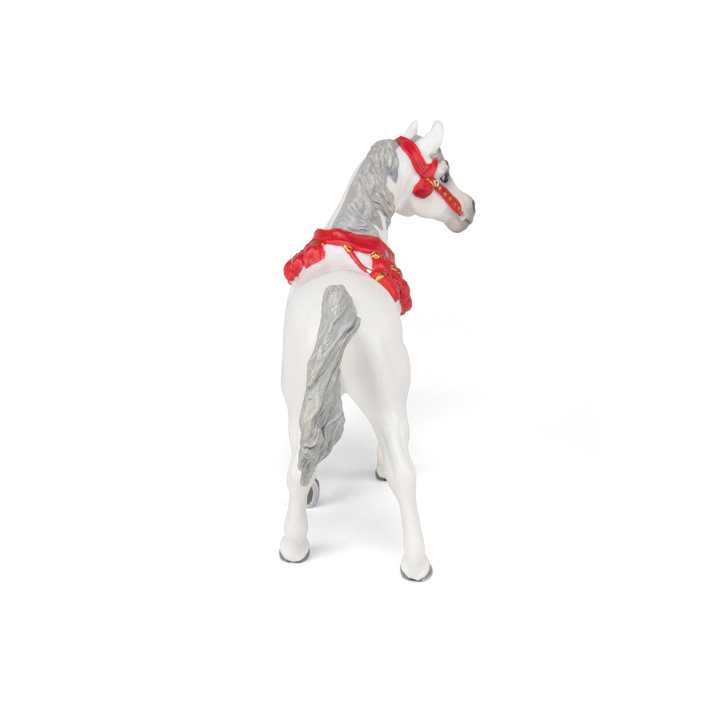 Figurine Cheval Arabe blanc en tenue de parade Papo - cheval