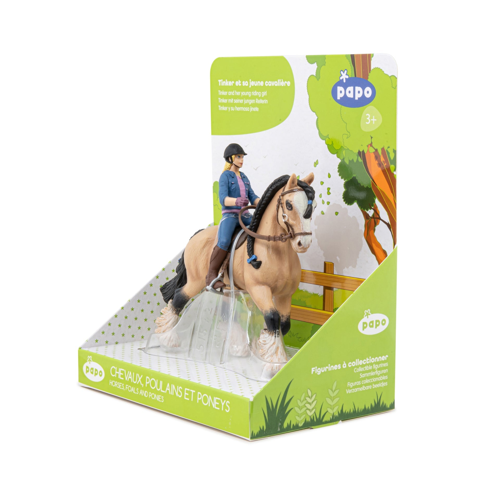 Figurine Tinker et sa jeune cavalière Papo - cheval