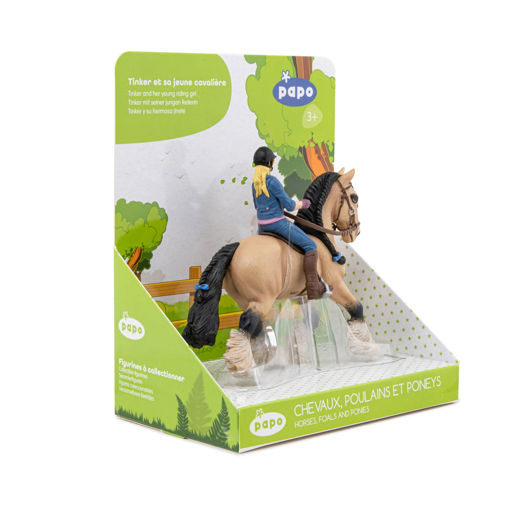 Figurine Tinker et sa jeune cavalière Papo - cheval