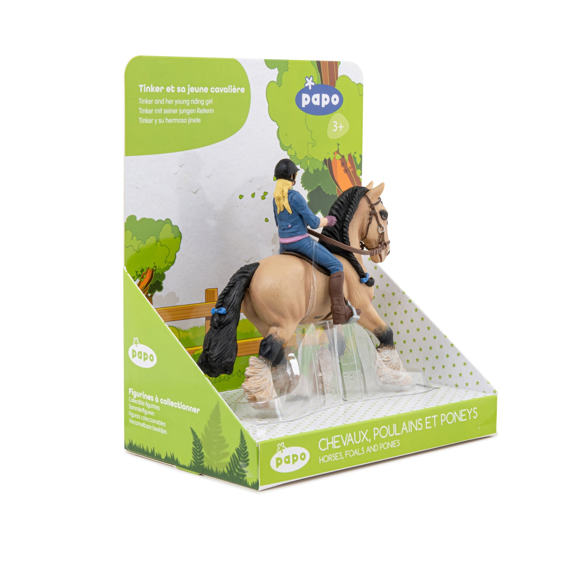 Figurine Tinker et sa jeune cavalière Papo - cheval