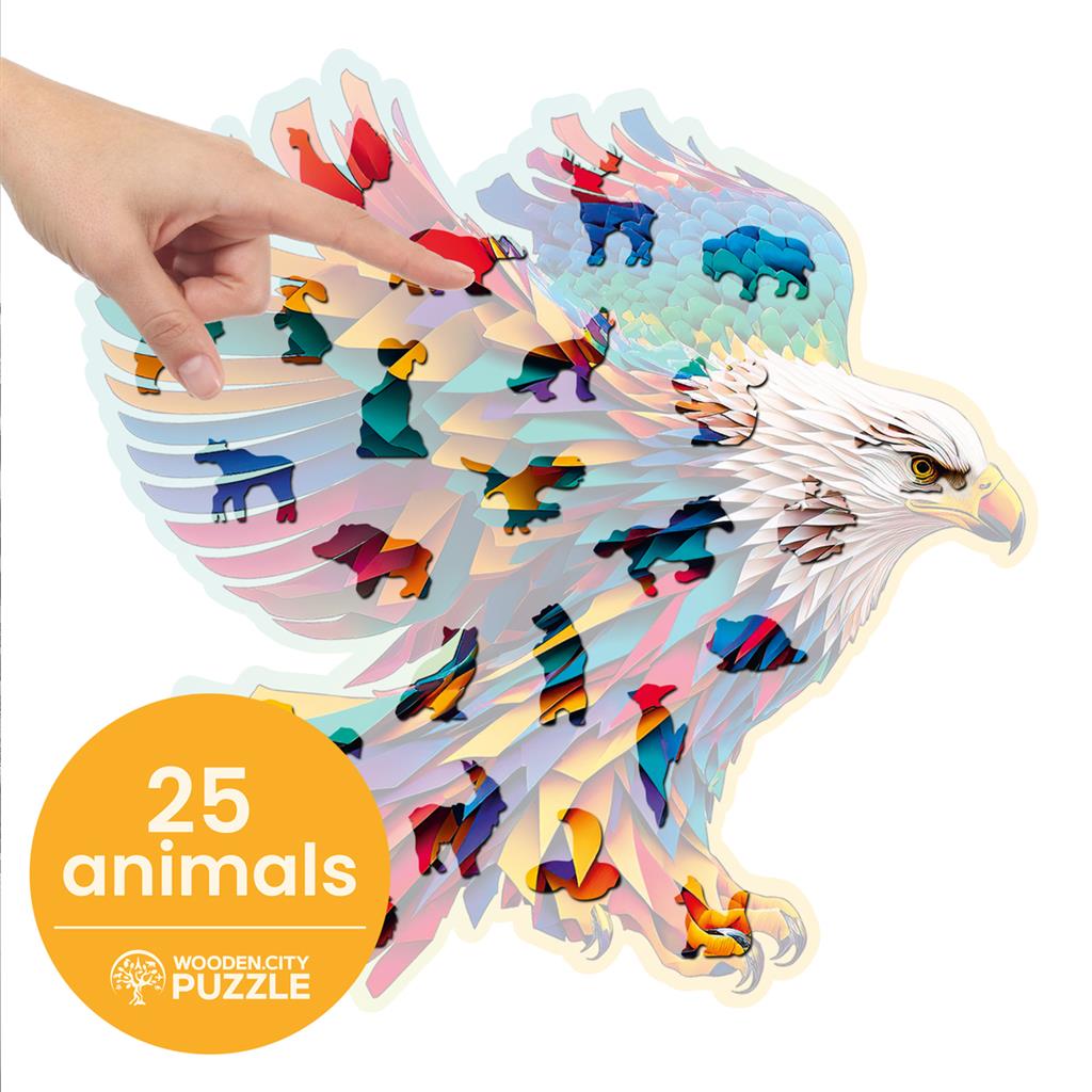 Puzzle animalier Aigle Brillant - détail Wooden.City