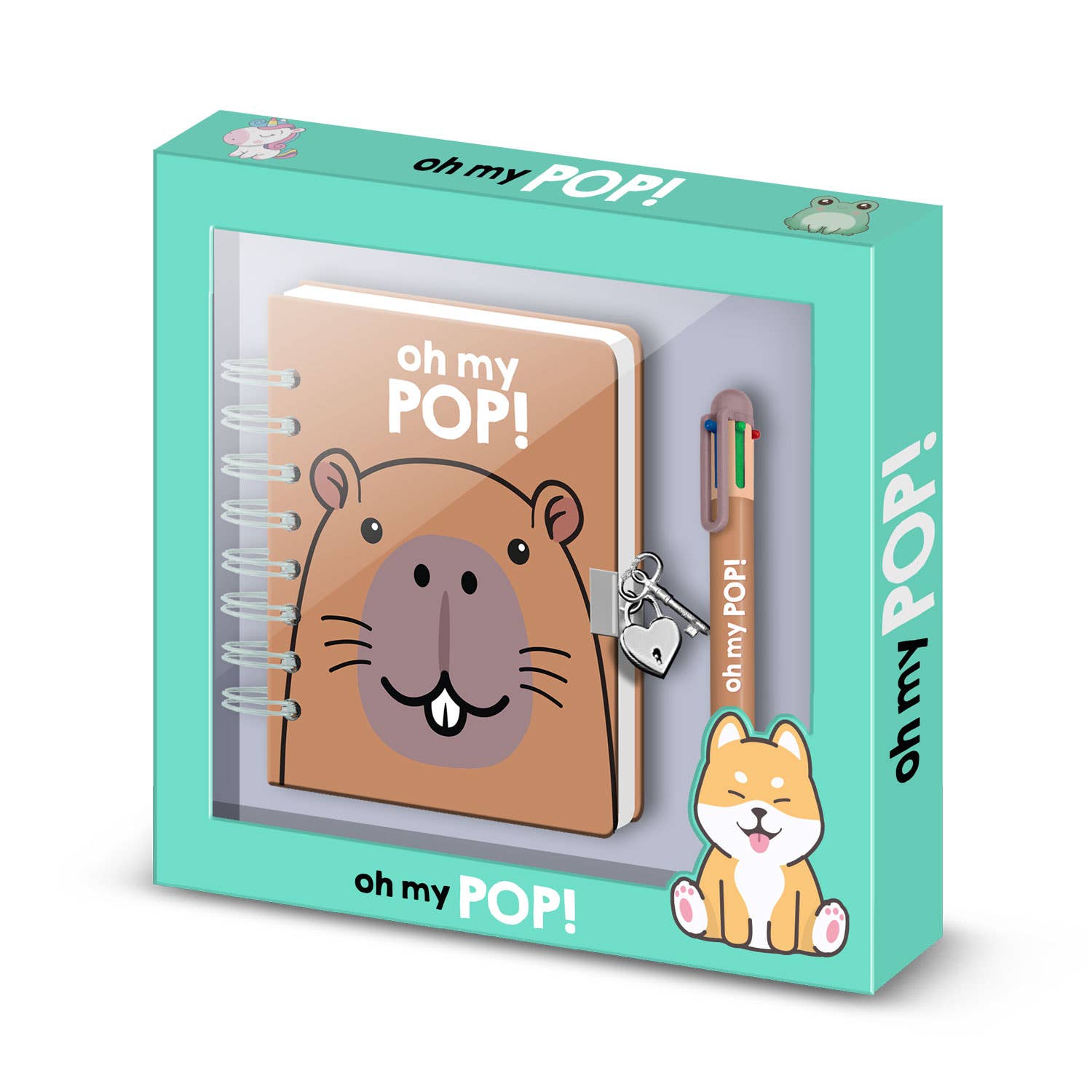 Oh My Pop Capybara-A5 Journal & 6-Colour Pen Set