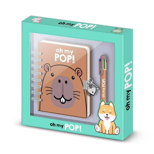 Oh My Pop Capybara-Pack de Journal A5 + Stylo 6 Couleurs