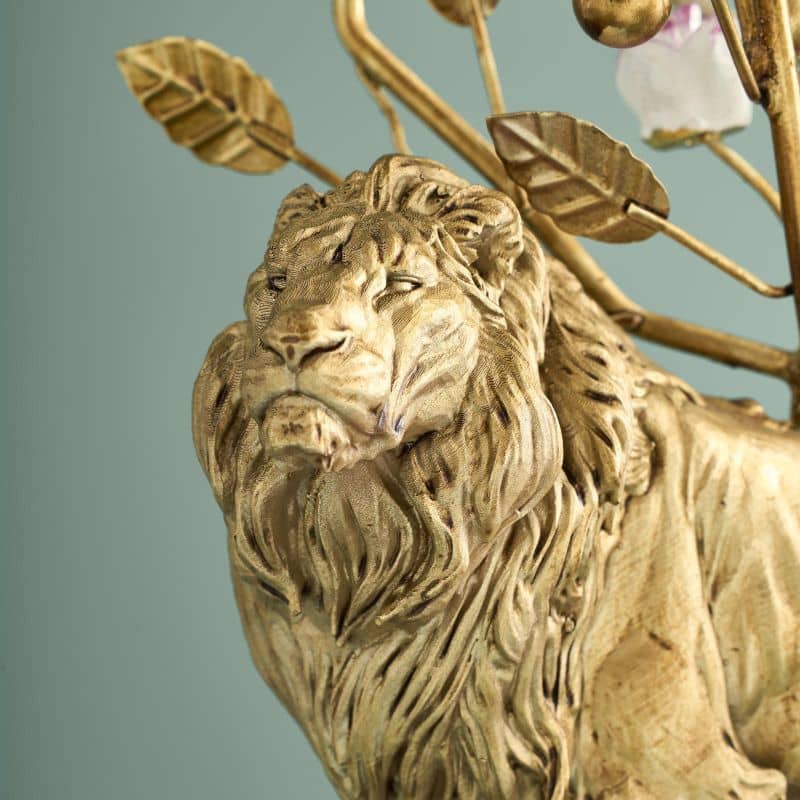 Chandelier Lion Poly/Métal, 20 x 15 x 37 cm