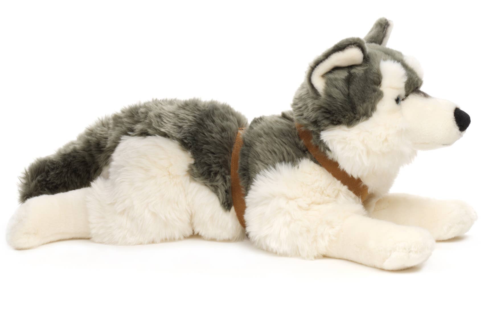 Peluche Husky, couché (avec harnais) Uni Toys