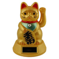Chat chanceux solaire doré 12cm