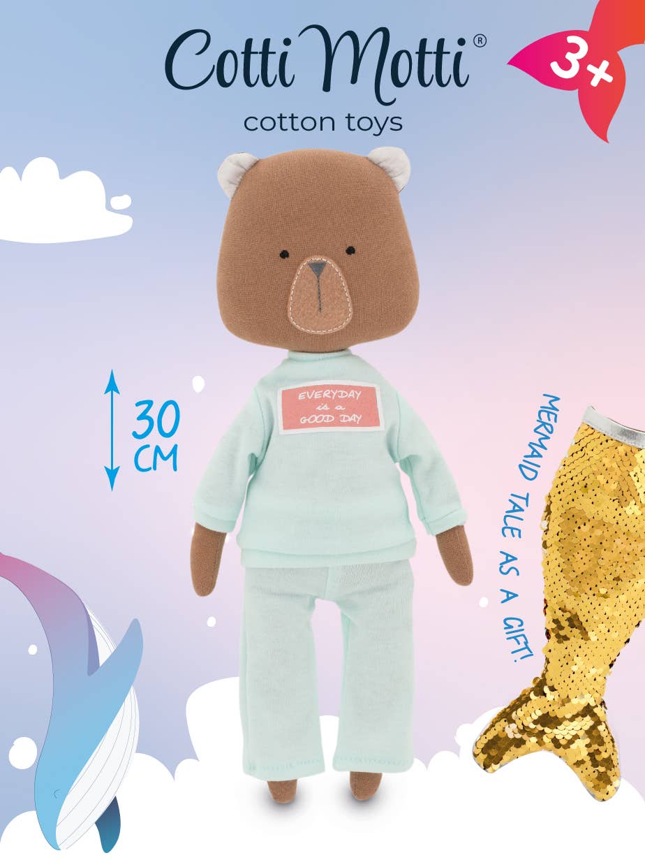 Oscar l'Ours en peluche : ensemble vêtements et queue de sirène - 29 cm