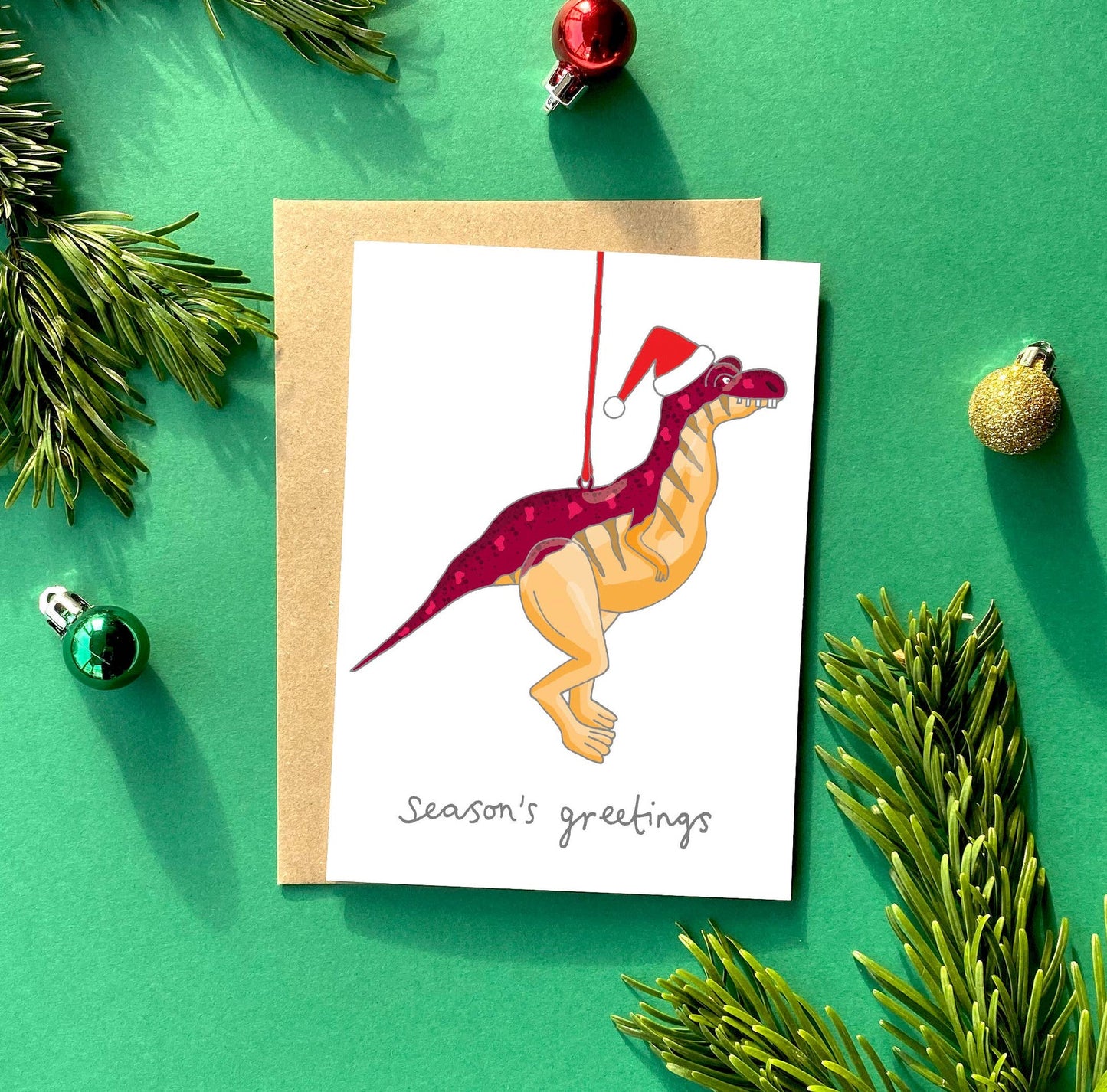 Dinosaur Christmas Greeting Card