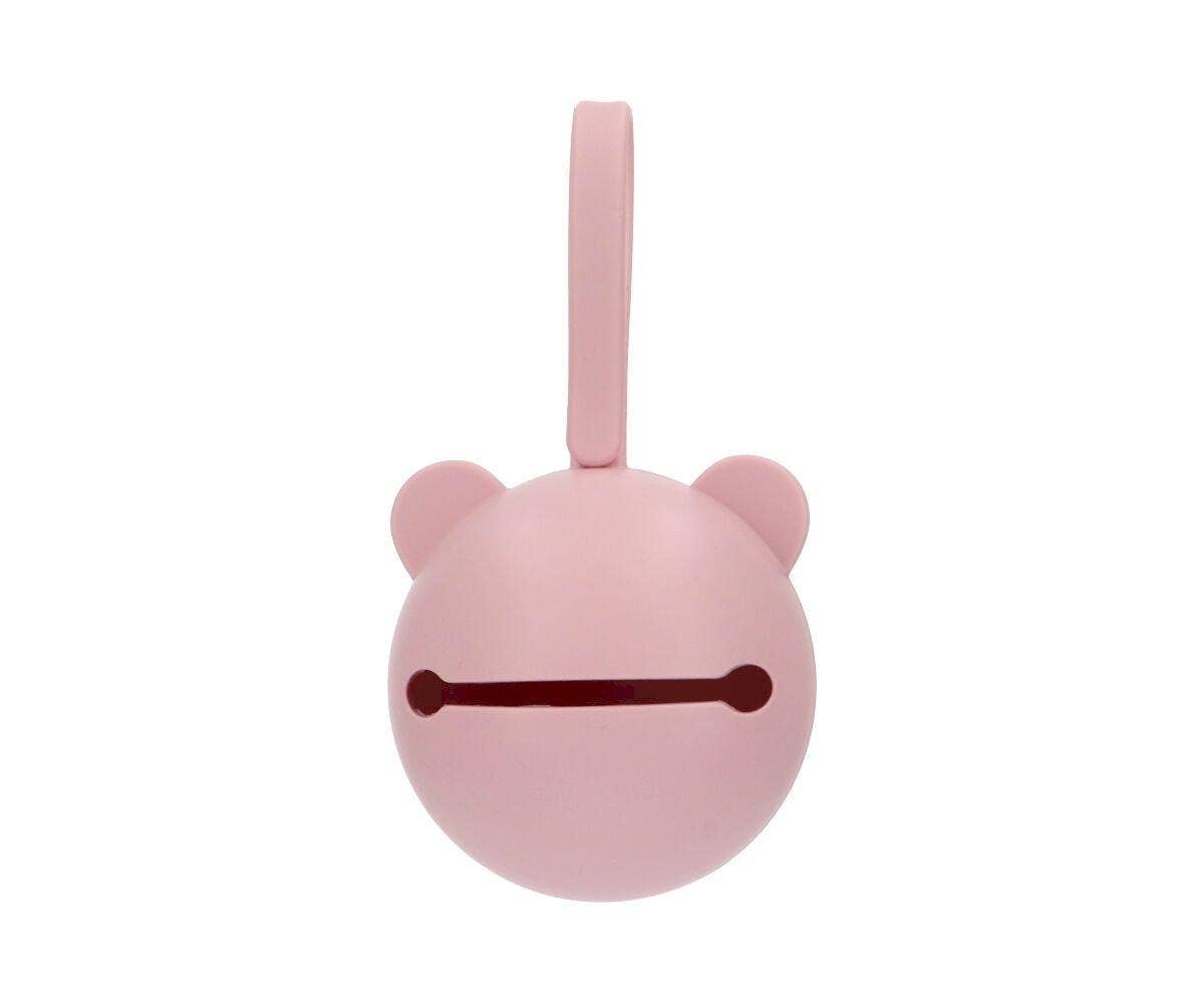 Pink Bear Silicone Pacifier Holder