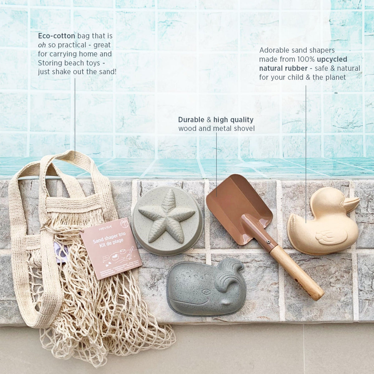 Set de moules à sable Sand Shaper Trio HEVEA – vue produit 3
