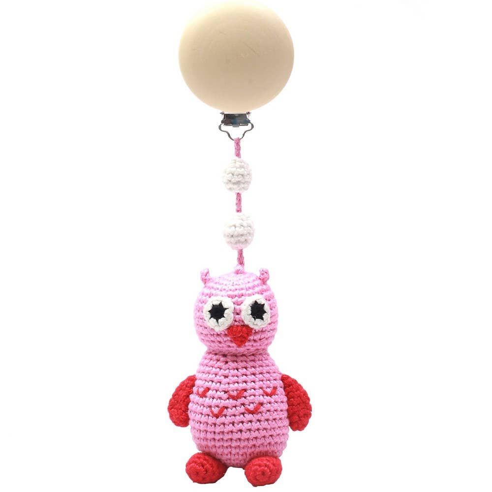 Accroche Poussette Chouette - Rose