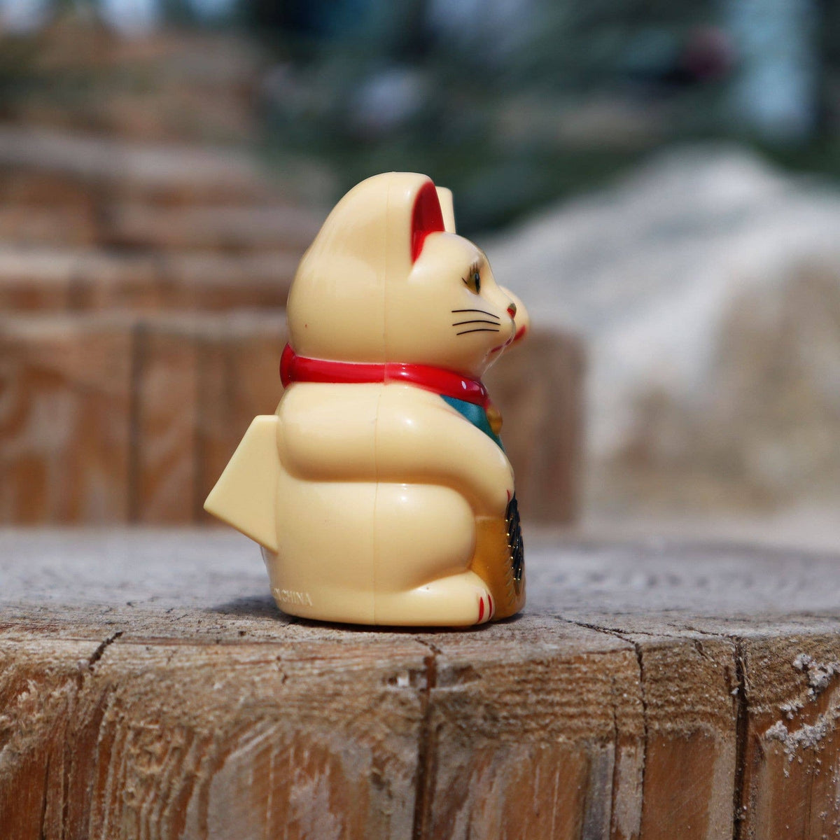 Mini Chat chanceux solaire beige 5cm