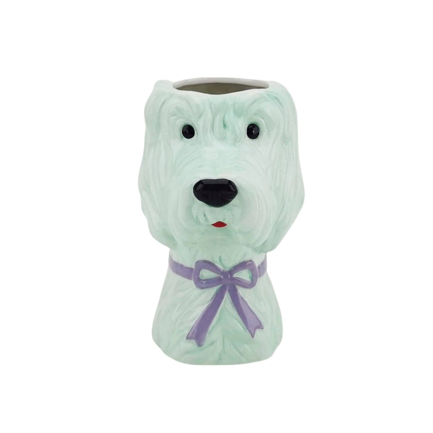 Vase - Vase à fleurs Chien - Menthe/ Lilas - 13x14x21cm