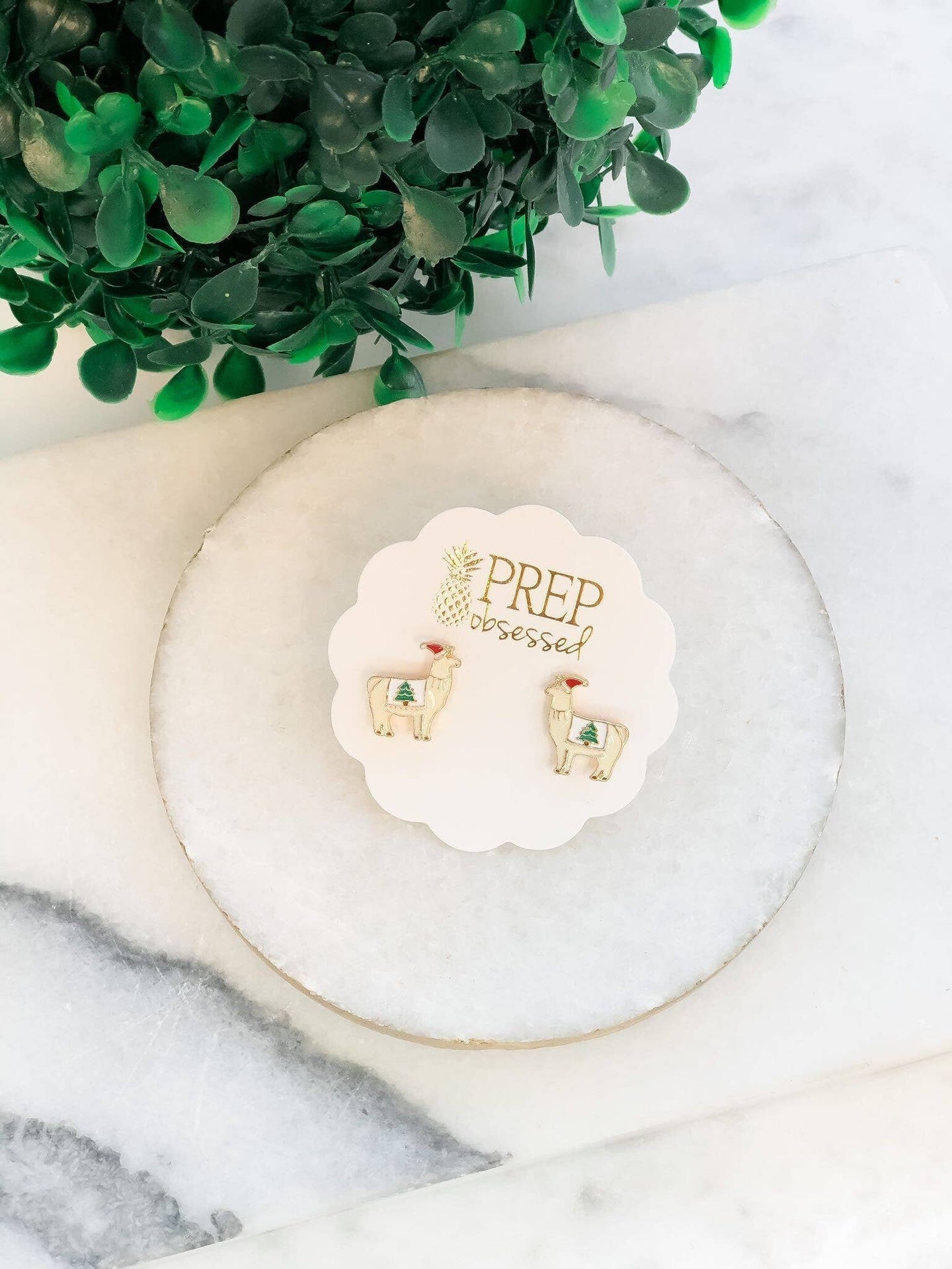 Vánoční náušnice lama