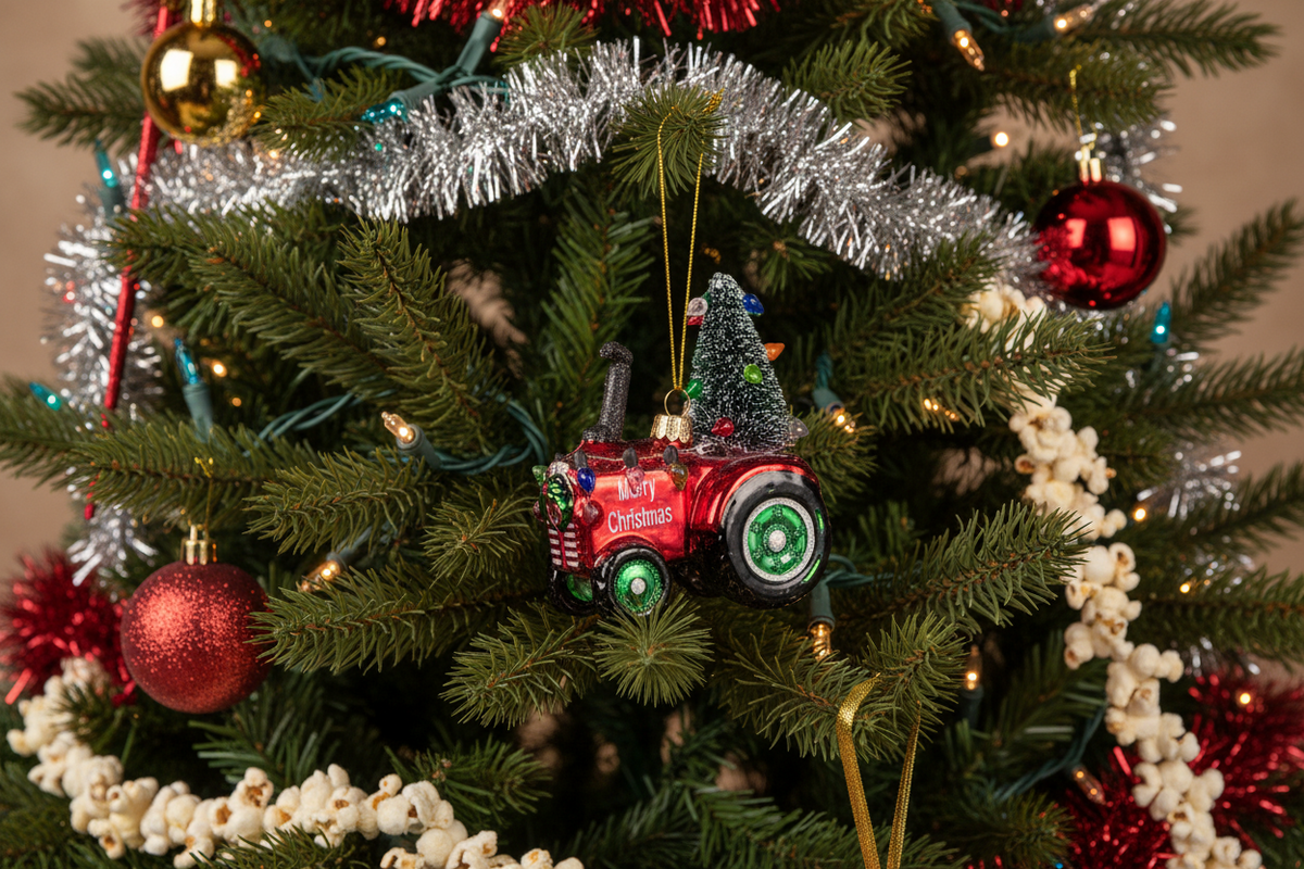 Weihnachtskugel Festlicher Traktor