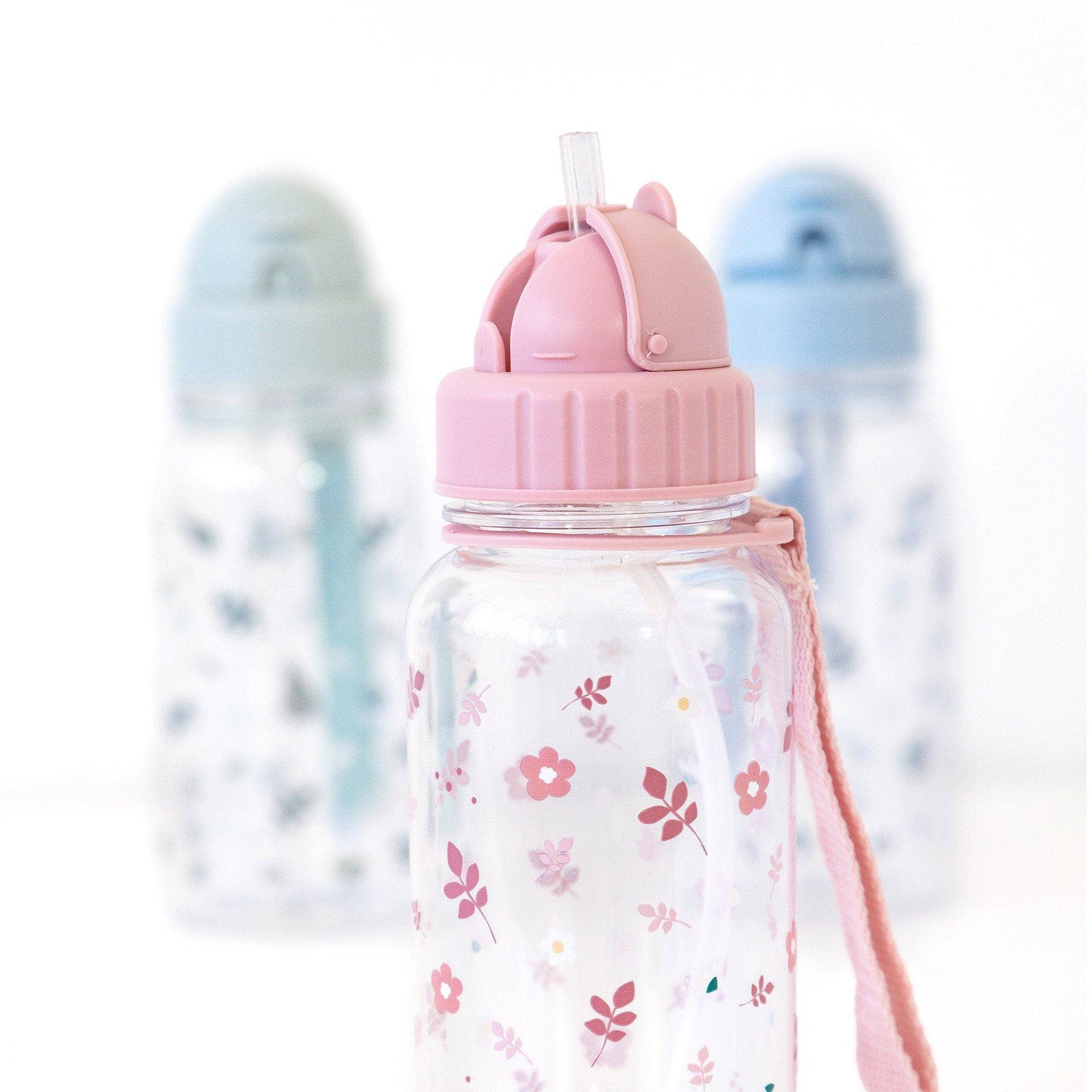 Bouteille en plastique Feuilles et Fleurs Roses - vue 5