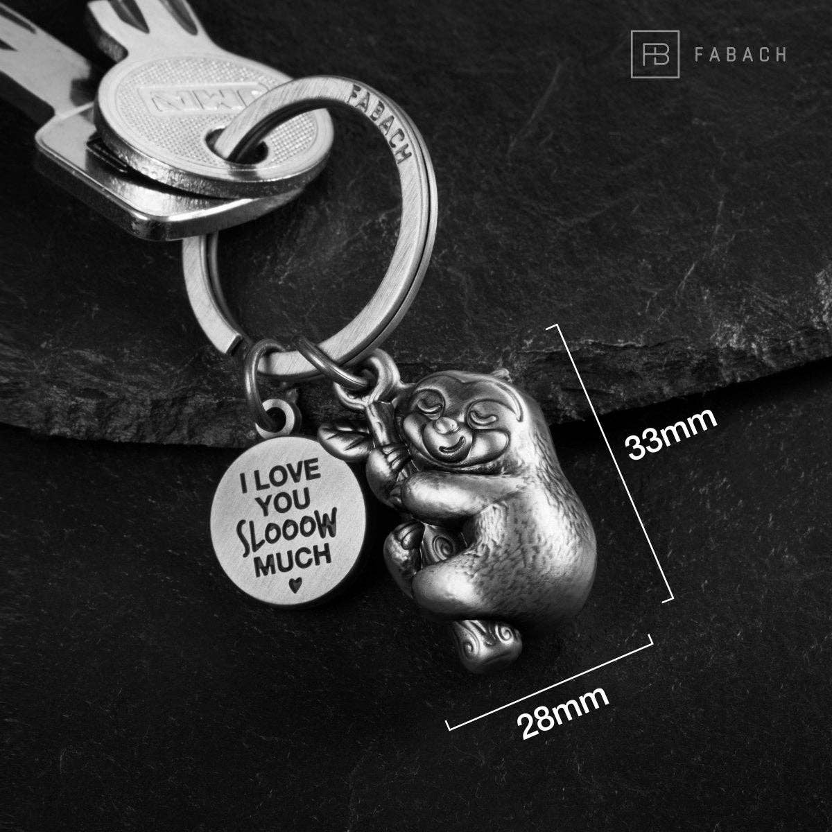 Porte-clés paresseux « I love you slooow much » « Dreamy » avec gravure - Joli porte-bonheur